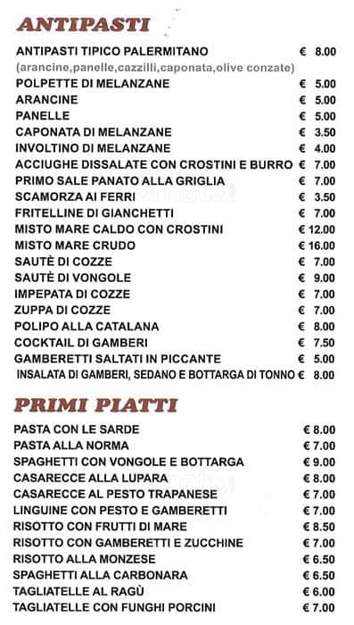 Menu di Ristorante Pizzeria L'Angelo Azzurro 