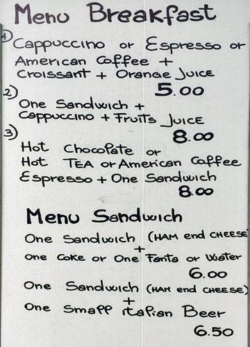Menu di Cisterna Bar Gaeta 