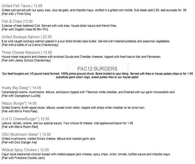 Menu at The Lodge Sports Grille pub & bar, Seattle, 166 S King St