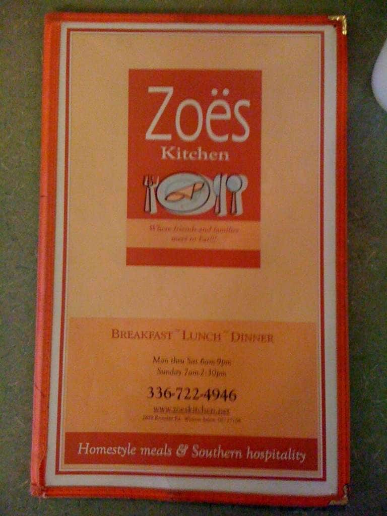 zoe's homestyle kitchen menu