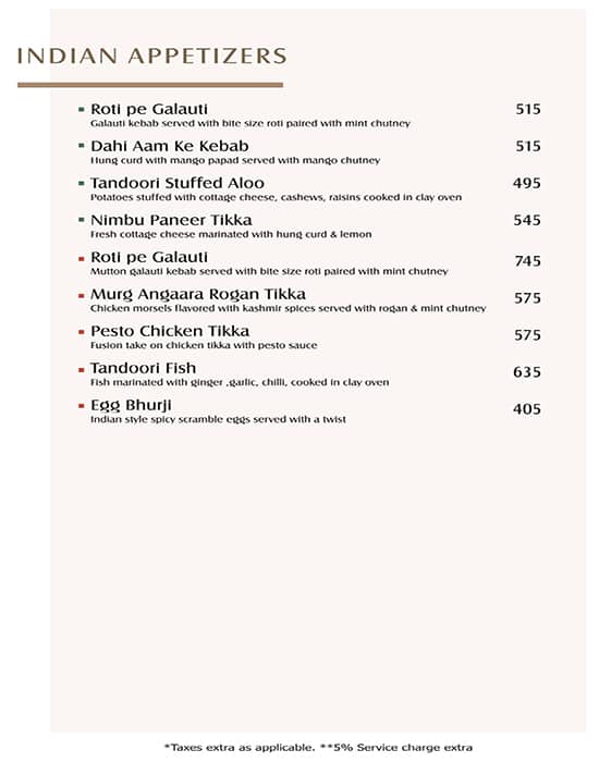 Yu Lounge & Bar - The Landmark Hotel menu