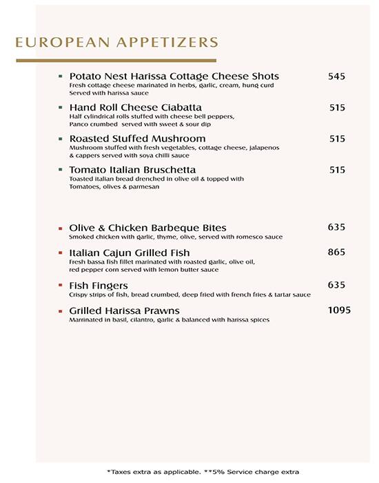 Yu Lounge & Bar - The Landmark Hotel menu