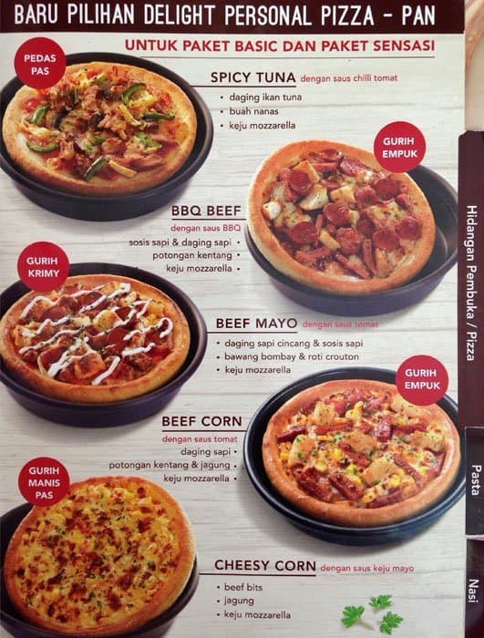 menu pizza hut dan harga