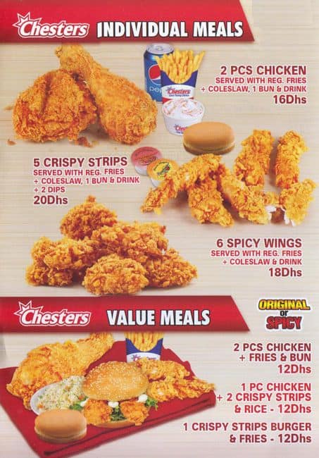 Chesters Menu, Menu for Chesters, Jumeirah Lake Towers (JLT), Dubai ...