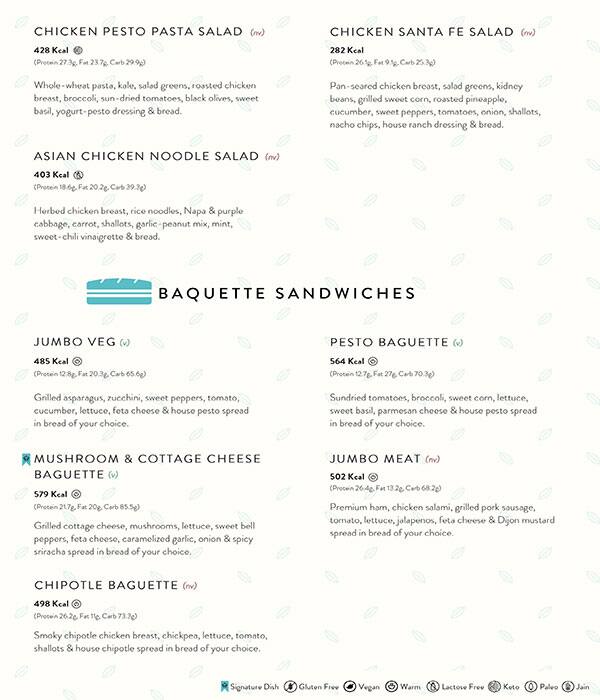 Salad Days menu