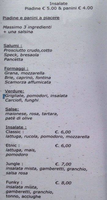 Menu di Betzabea 