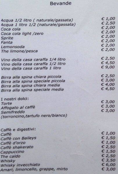 Menu di Betzabea 