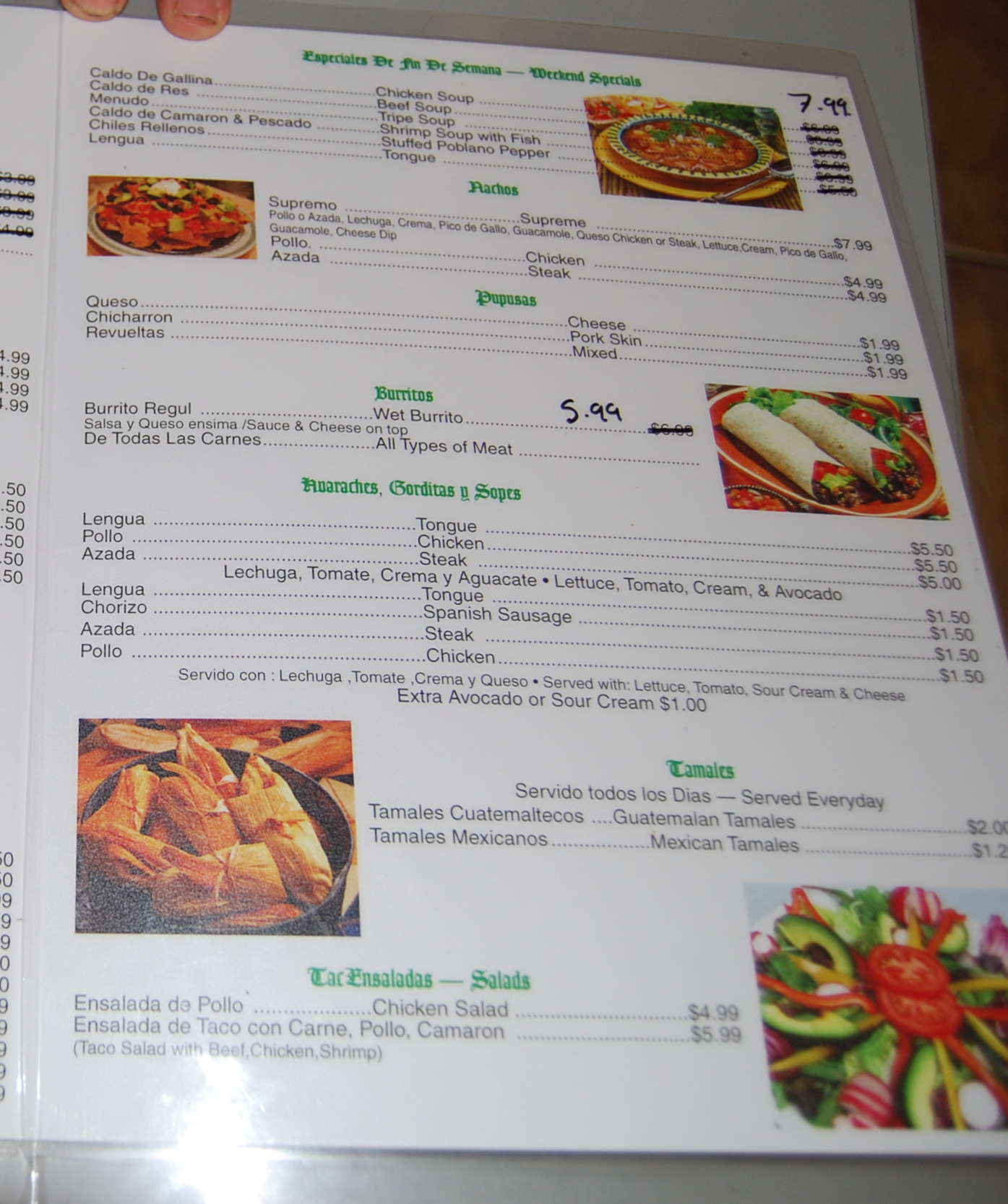 El Parral menu