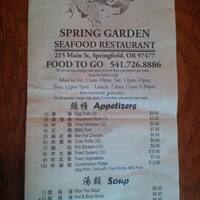 Spring Garden Chinese Restaurant Menu