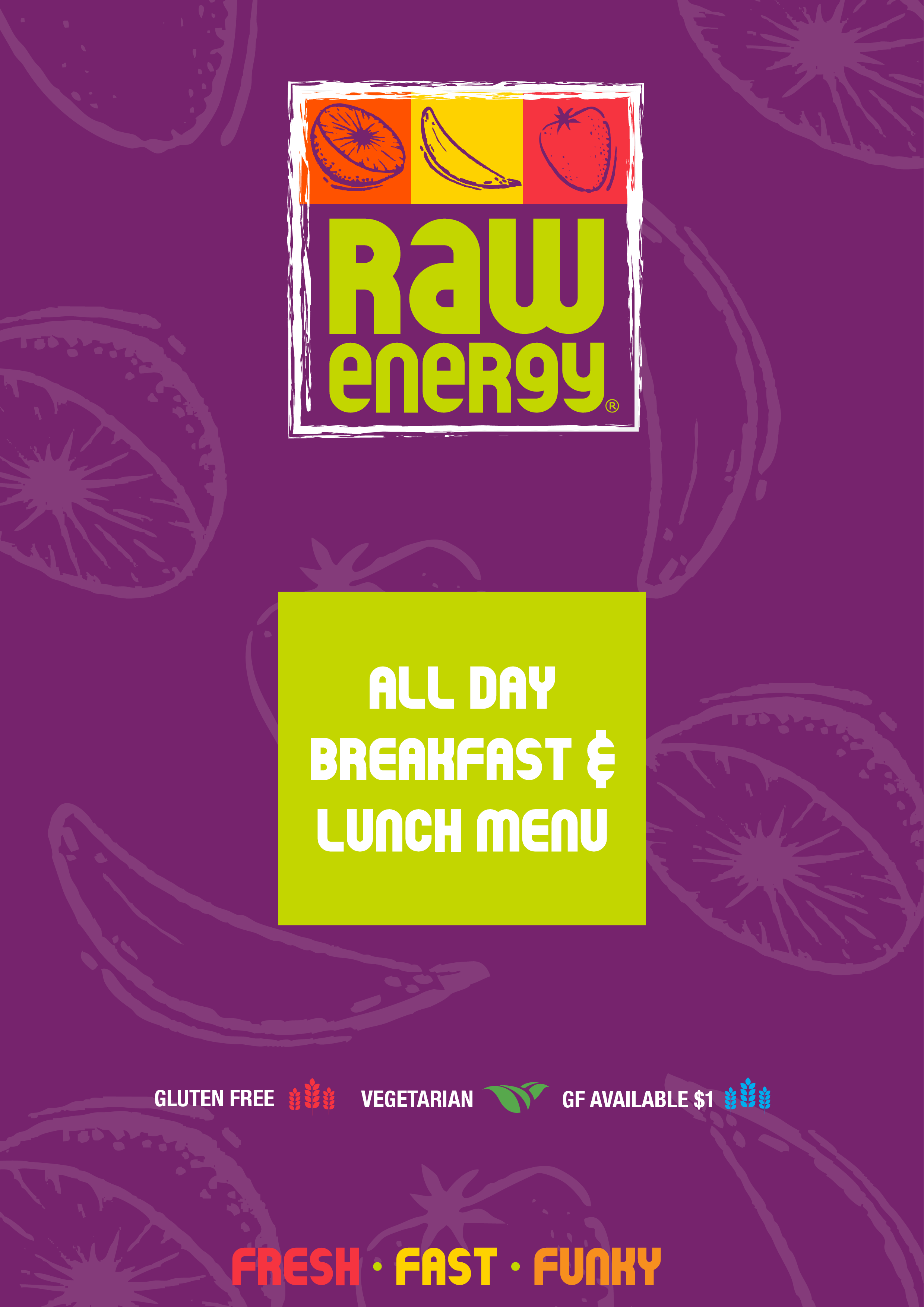 Raw Energy Menu, Menu for Raw Energy, Wollongong, Wollongong