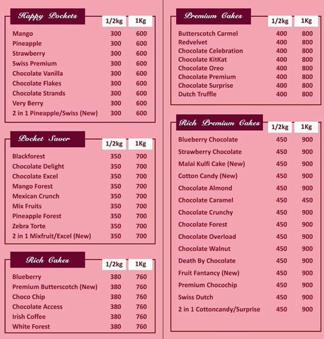 Menu of Batulz Cakes N More, Kalamboli, Navi Mumbai