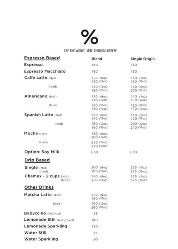 Arabica Menu Menu For Arabica Bonifacio Global City uig City