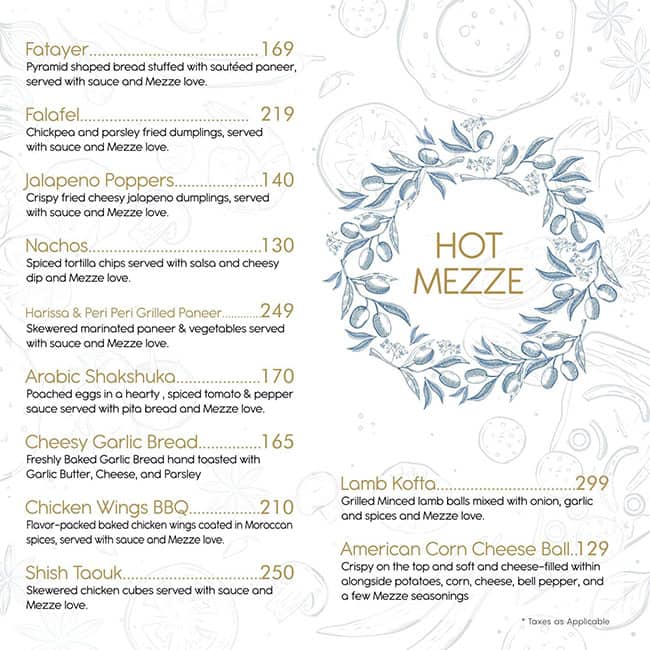 Mezze Bar menu