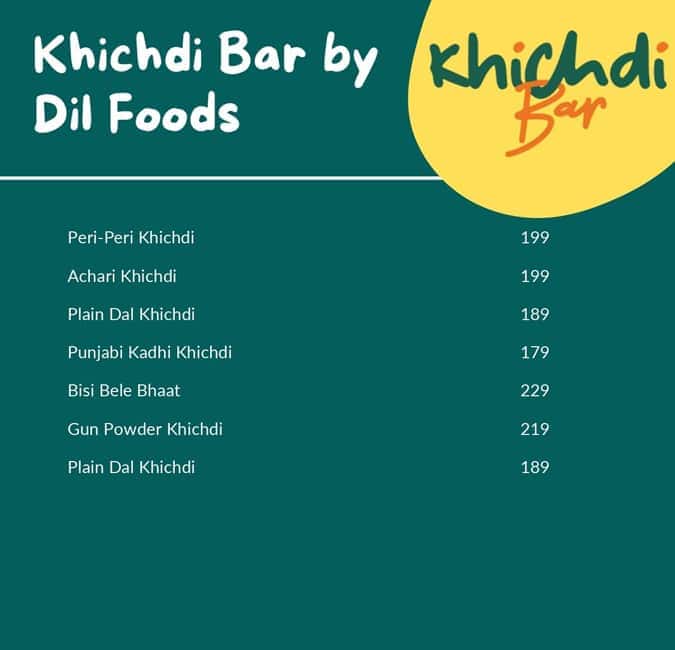 Menu of Khichdi Bar, Kondapur, Hyderabad