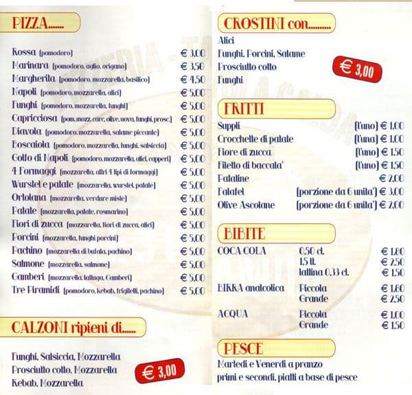 Menu di Le Tre Piramidi 