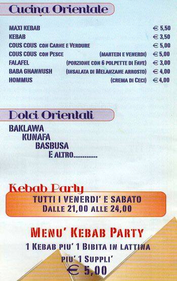 Menu di Le Tre Piramidi 