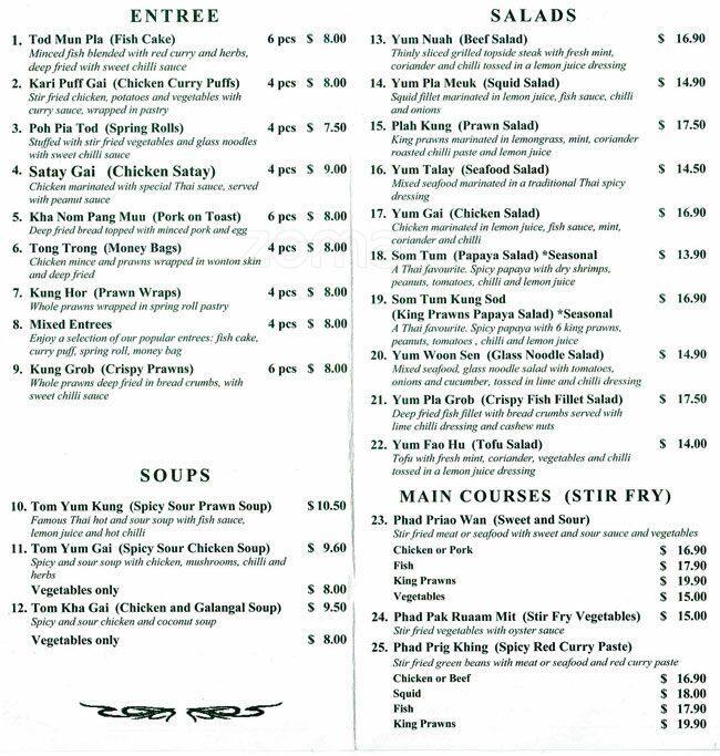 Vi Pa Thai Menu, Menu for Vi Pa Thai, Myaree, Perth Urbanspoon/Zomato