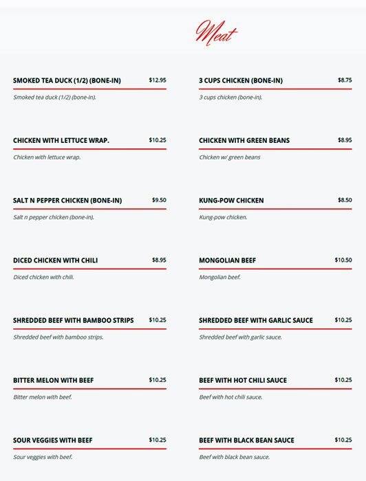Menu at Changs Chinese Restaurant, Sugar Land, Kensington Dr