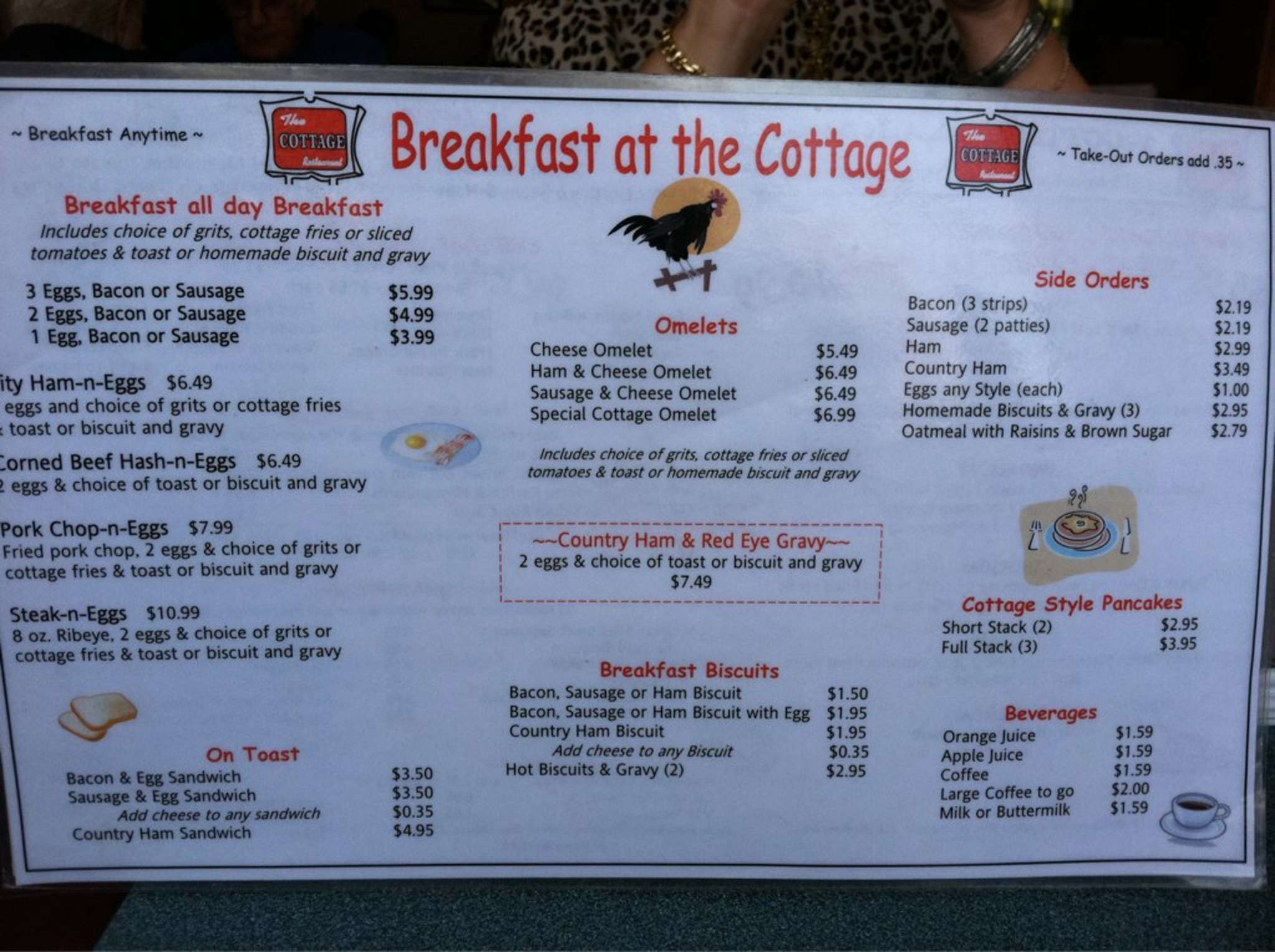 The Cottage Menü, The Cottage, East Memphis, Memphis için Menü