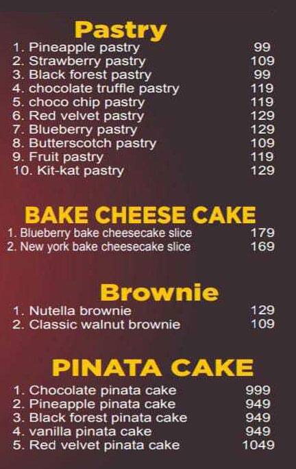 Star india baker menu