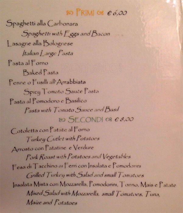 Menu di Marco's bar. 