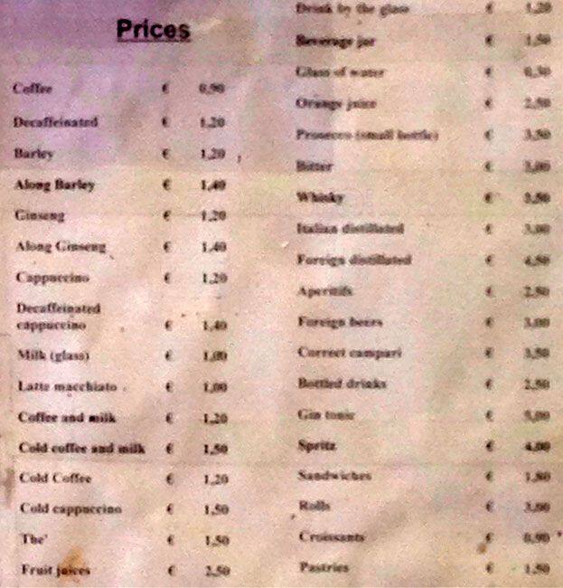 Menu di Libri&Bar Pallotta 