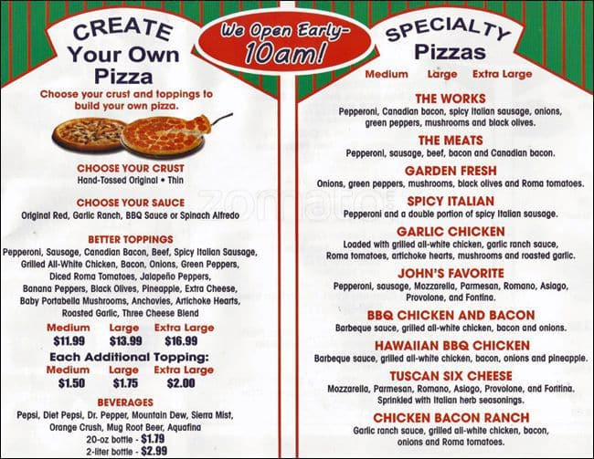 Papa John39s Menu Prices 2017 Meal Items Details Cost