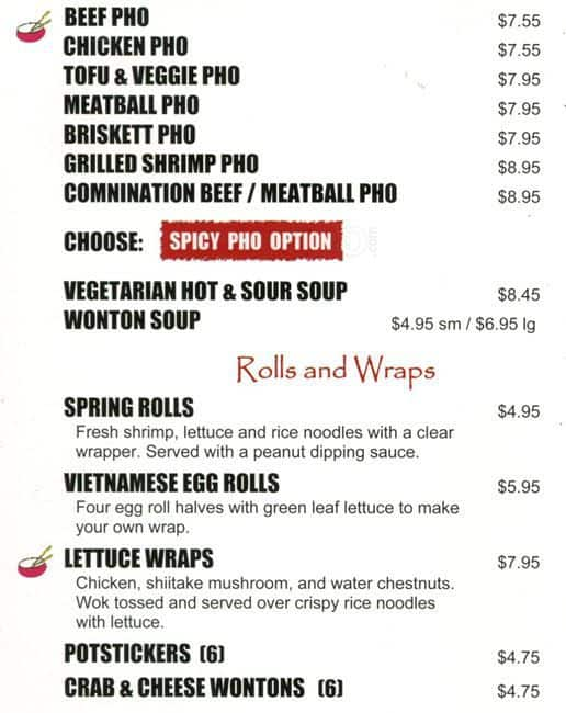 Menu At Phở Fusion Asian Restaurant, Denver, W 38th Ave