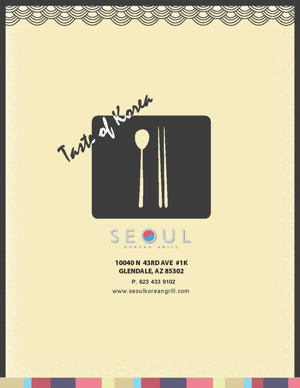 Menu at Seoul Korean Grill restaurant, Glendale, N 43rd Ave