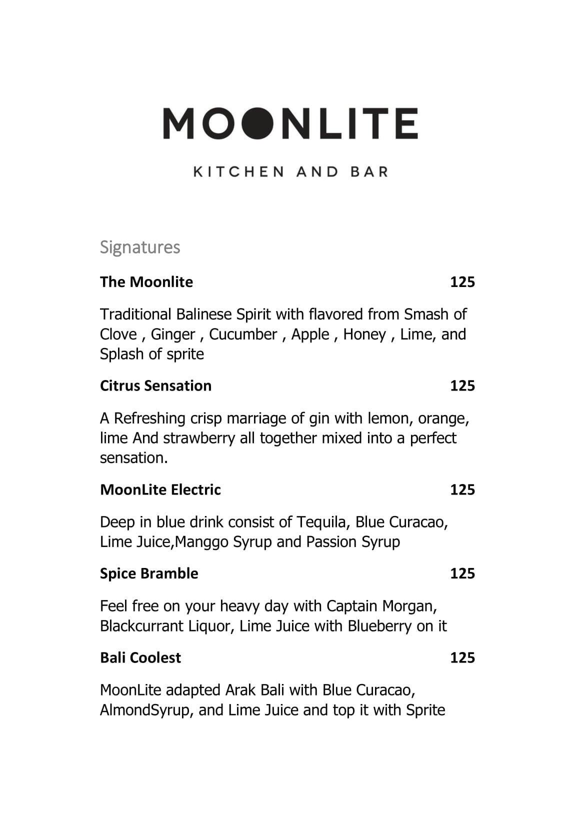 Moonlite Kitchen And Bar Menu Menu Untuk Moonlite Kitchen And Bar