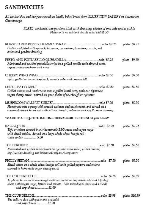 Sluggo S North Menu Menu For Sluggo S North Chattanooga Chattanooga