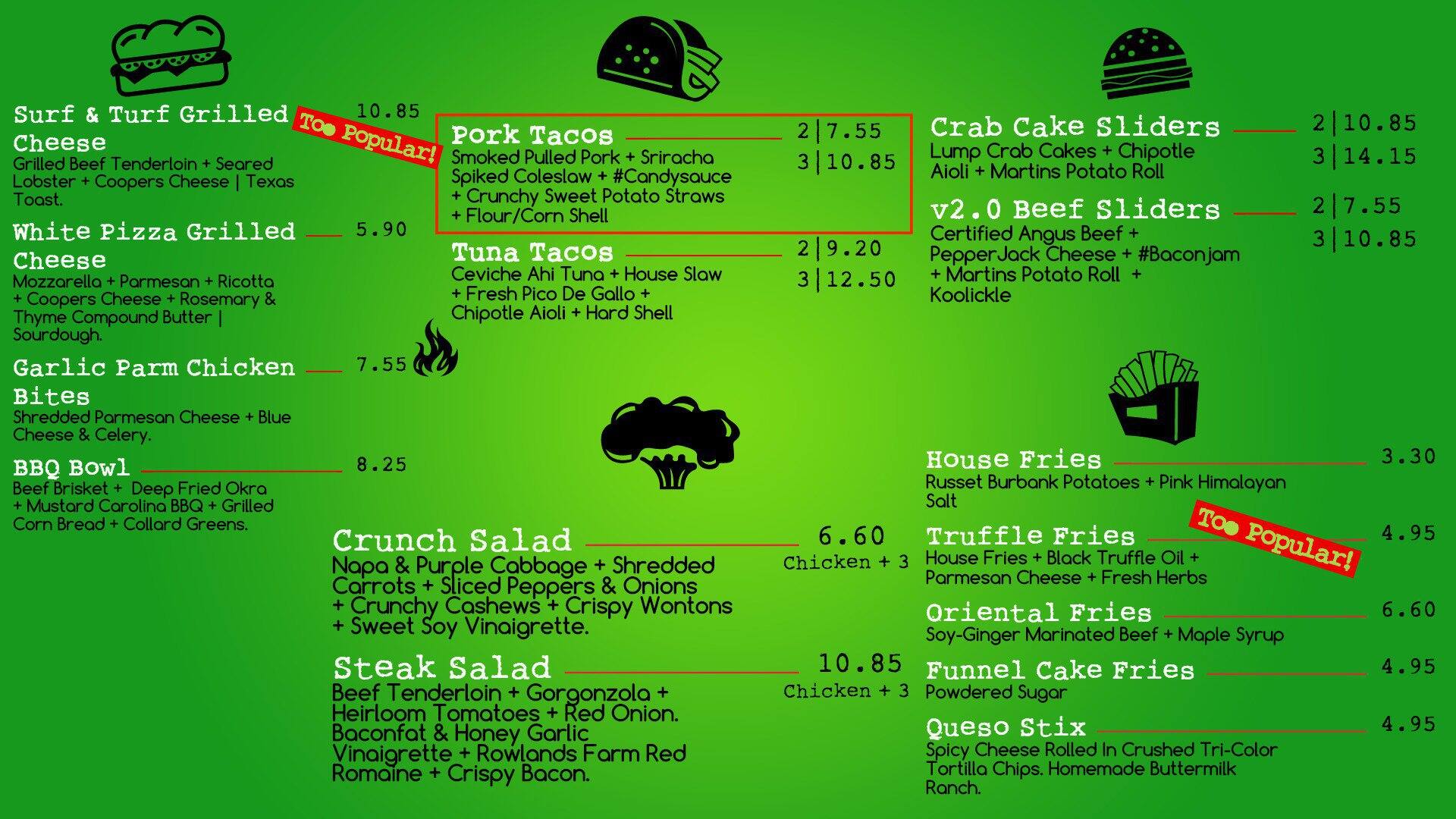 What the FORK Menu, Menu for What the FORK, Wilkes Barre, Scranton