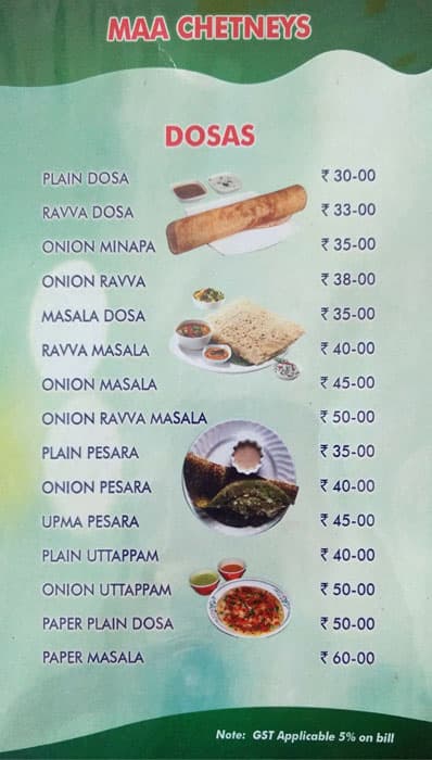 Maa Chutneys menu