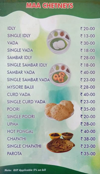 Maa Chutneys menu