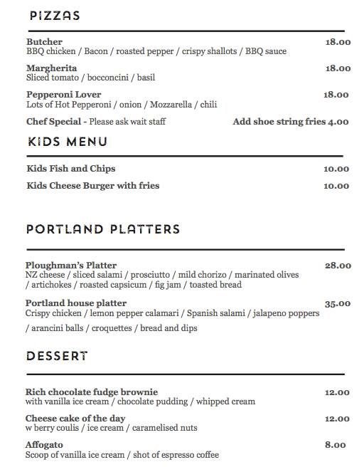 The Portland Public House Menu - Menumania/Zomato