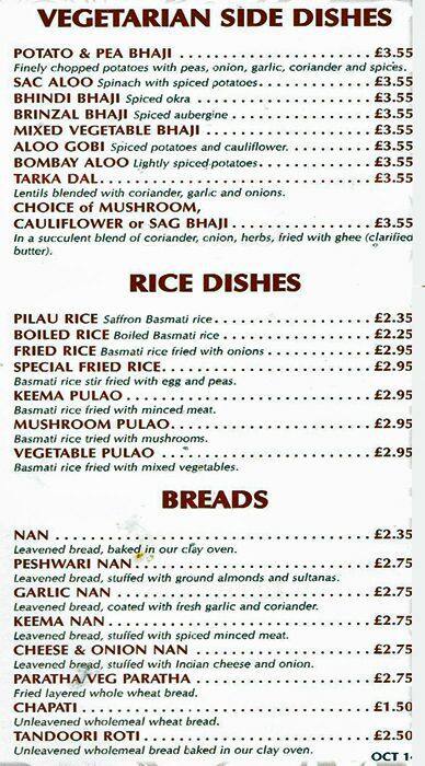 Bonoful Restaurant menu