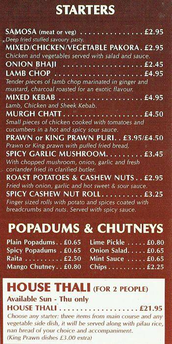 Bonoful Restaurant menu