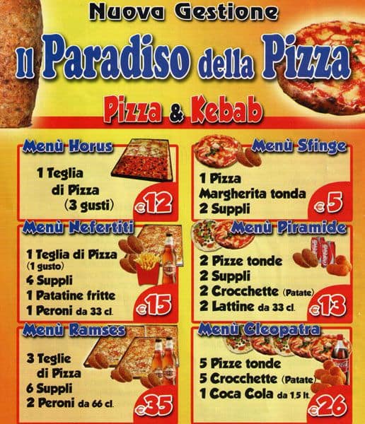 Menu di Il Paradiso della Pizza 