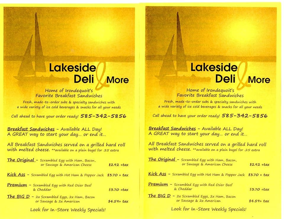 Menu at Lakeside Deli & more, Rochester