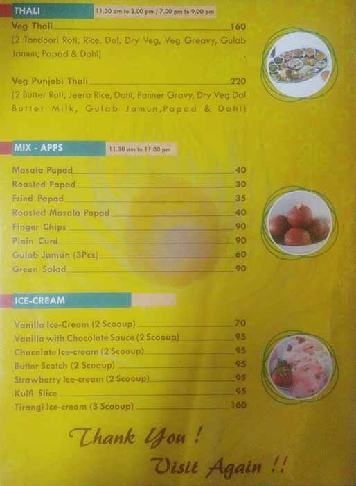 Menu At Radha Krishna Pure Veg Pune Survey B