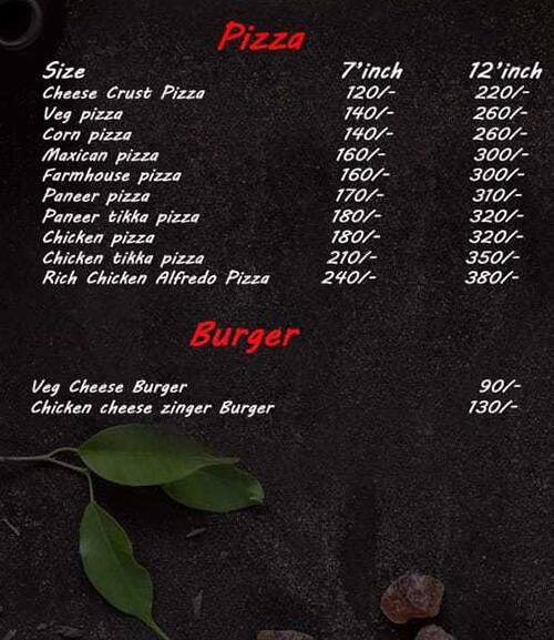 Spice Mystery menu