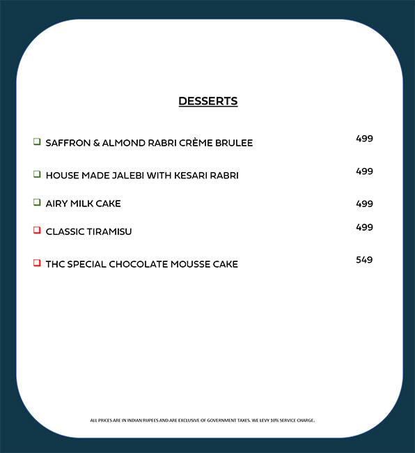 The House Of Celeste Menu, Menu for The House Of Celeste, Sector 