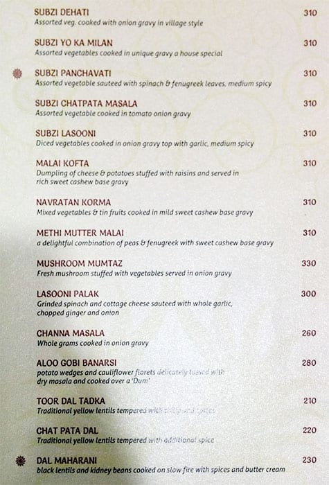 Sai Palace Hotel & Gardens menu
