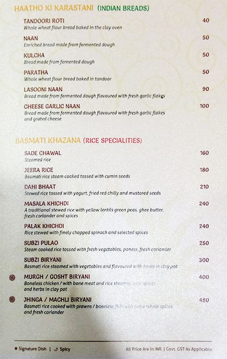 Sai Palace Hotel & Gardens menu