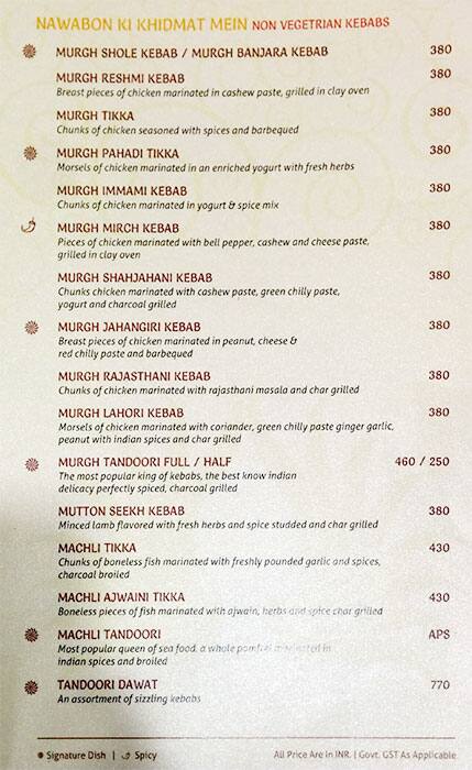 Sai Palace Hotel & Gardens menu