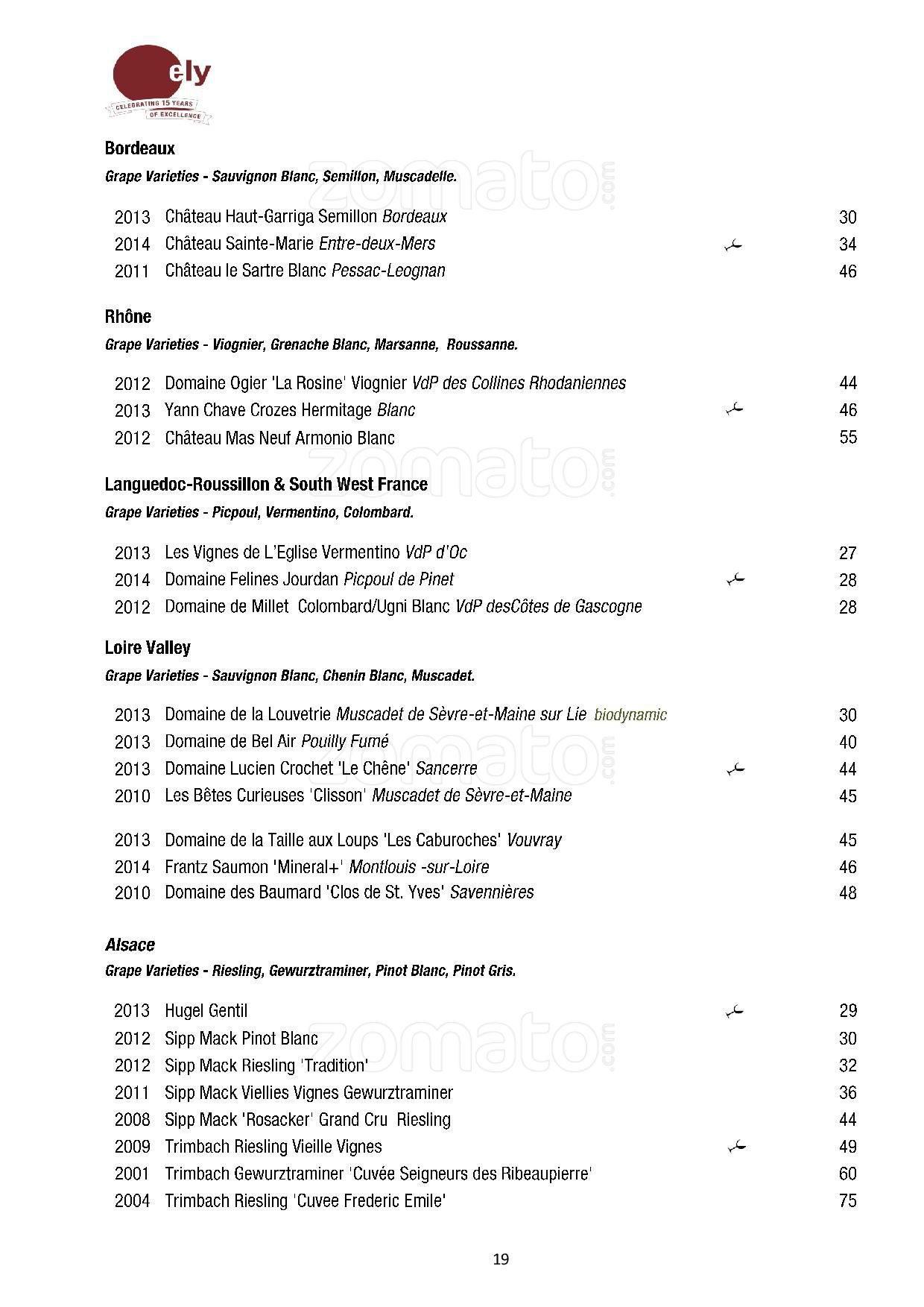 Menu at ELY WINE BAR, Dublin