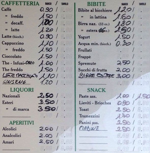 Menu di Ristorante Trattoria degli Angeli 