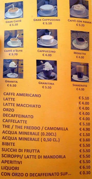 Menu di Sant'Eustachio il Caffè 