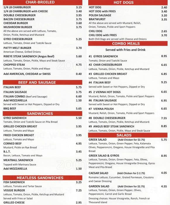 The Chipmunks Menu, Menu for The Chipmunks, Lakeview, Chicago