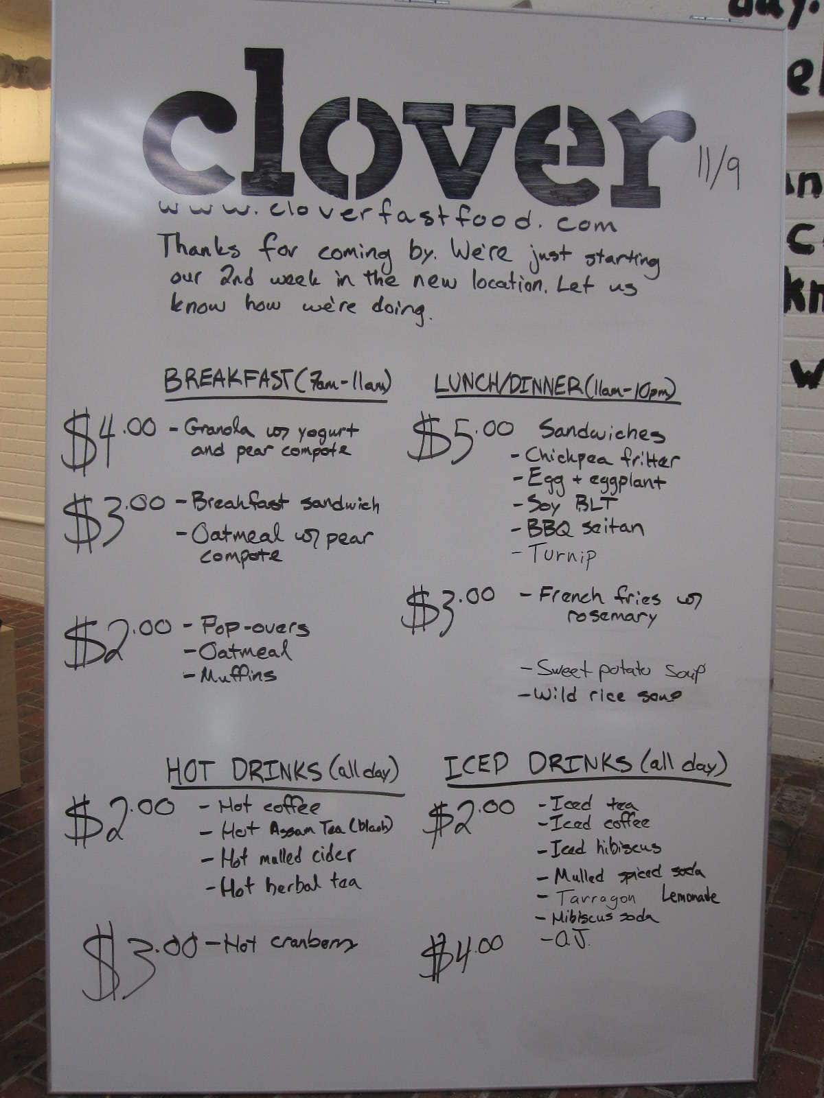 Clover Menu, Menu for Clover, Harvard Square, Boston Urbanspoon/Zomato